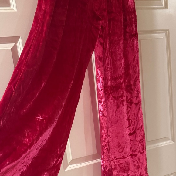 Maeve Anastacia Velvet Wide-Leg Pants Hot Pink Size S Anthropologie - Picture 4 of 11